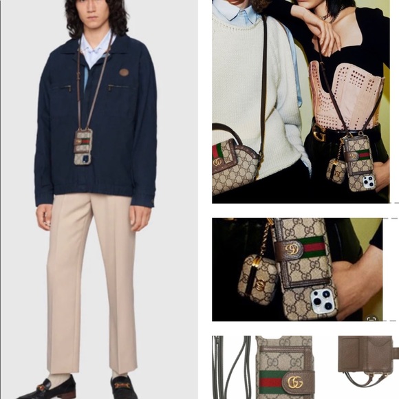 GUCCI UNISEX IPHONE 12 PRO MAX OPHIDIA WALLET CASE ON A LEATHER STRAP - Picture 9 of 16